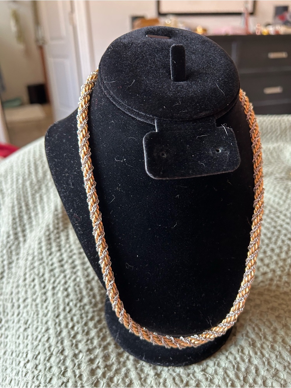 Fashion Two-Tone Rope Chain Necklace - Gold & Silver 20”